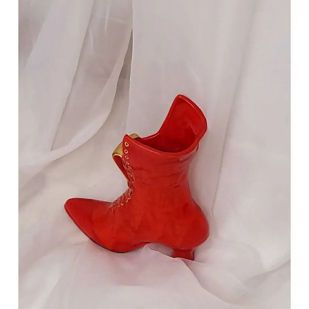 Red boot vase